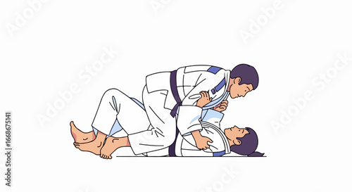 Jiu-Jitsu Grappling Technique Illustration.
