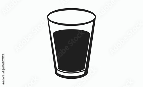 Shot glass silhouette, Shot glass icon isolated on white background,  drinkware icon, beverage container vector 