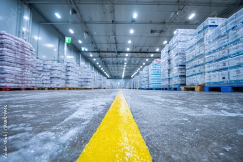 Industrial freezer warehouse interior