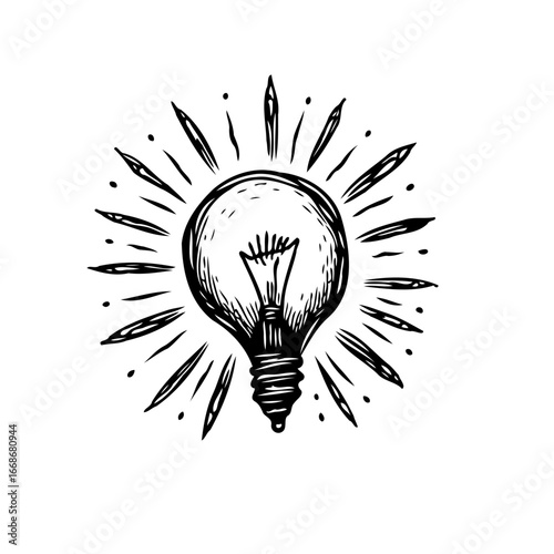 A radiant burst illuminating creative concept: stylized light bulb illustration evoking innovative