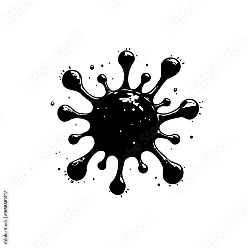 Abstract fluid ink blot creation with radial liquid dispersal effect and minimalistic design
