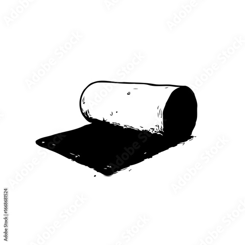 Abstract representation of an unfolding material roll showcasing minimalistic design with