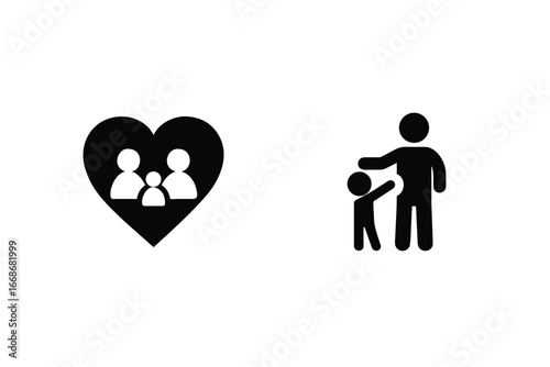Iconic representation of family love and parental care simple silhouette imagery