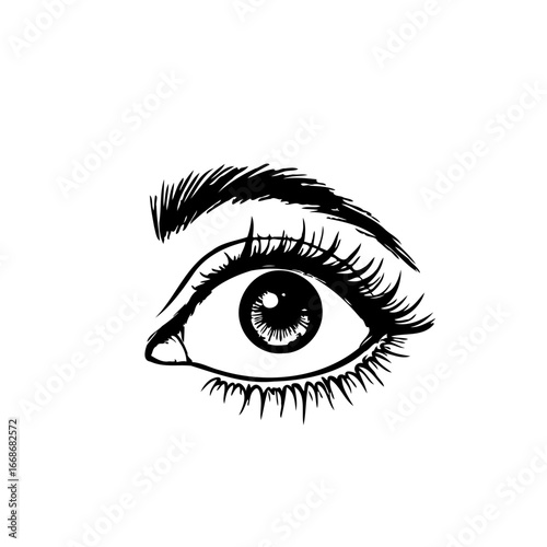 Captivating eye artwork showcasing intricate eyelash details and stunning optical expression