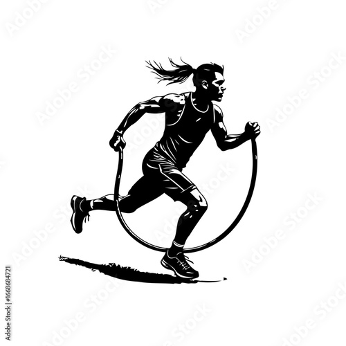 Dynamic runner silhouette conveying athletic prowess with focused intensity and fluid movement