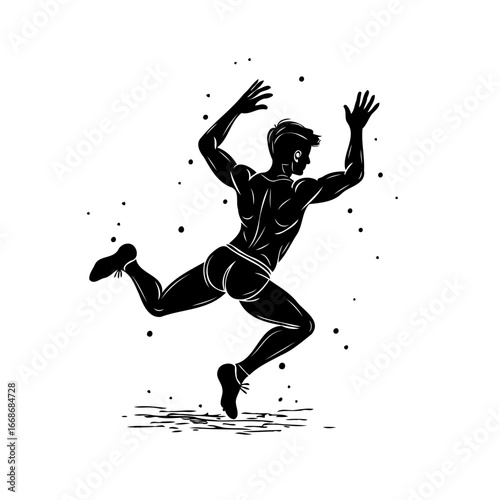 Dynamic silhouette illustration of a male figure showcasing movement freedom and energy captured