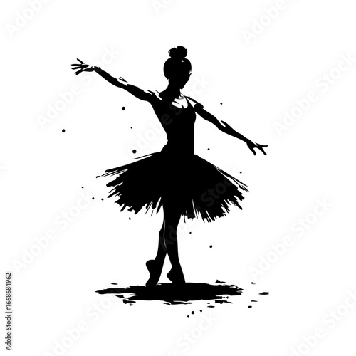 Elegant ballerina silhouette gracefully poised embodying artistic expression with delicate