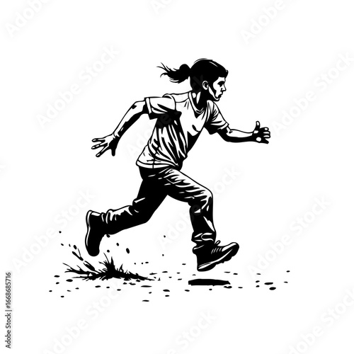 Energetic youth in dynamic motion depicting swiftness conveying forward momentum with speed and