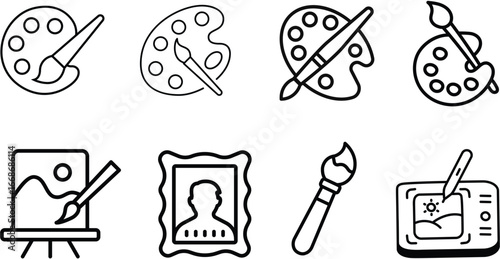 Creative art tools and supplies for painting and drawing with digital tablet