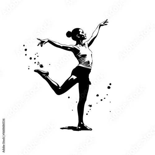 Graceful silhouette of a dancer capturing movement in a moment artistic expression with liquid