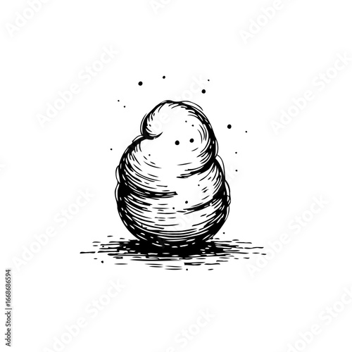 Hand drawn illustration of a peculiar mound revealing unique patterns and textures with depth