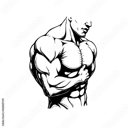 Illustration showcasing the upper body of a muscular individual emphasizing strength and fitness