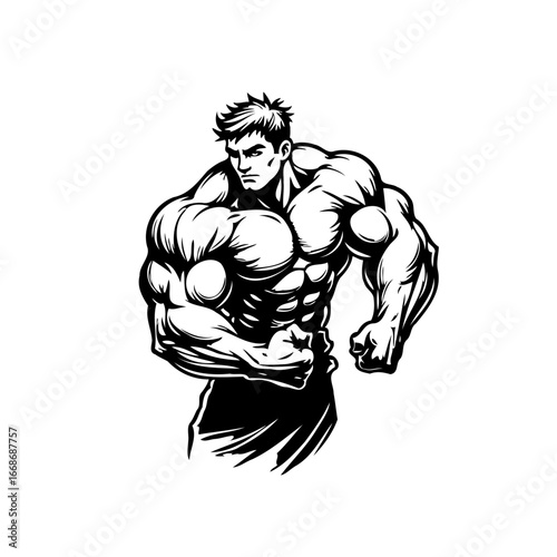 Illustrative depiction of robust muscular physique showcasing powerful physique fitness focused