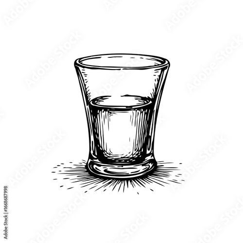 Illustrative rendering of a shot glass showcases meticulous shading and depth enhancing artistic
