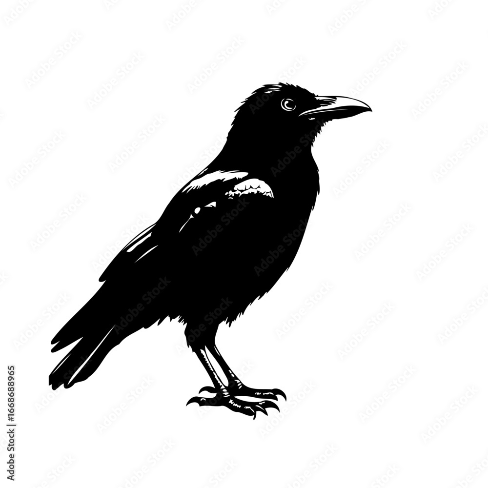 Fototapeta premium Isolated blackbird image with monochromatic avian depiction offering sharp contrast visual design