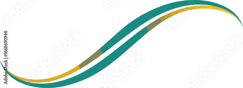 Abstract teal and yellow curved line vector design scalable graphic element