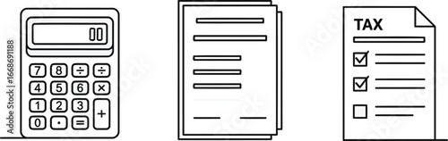 Tax season preparation with calculator and forms