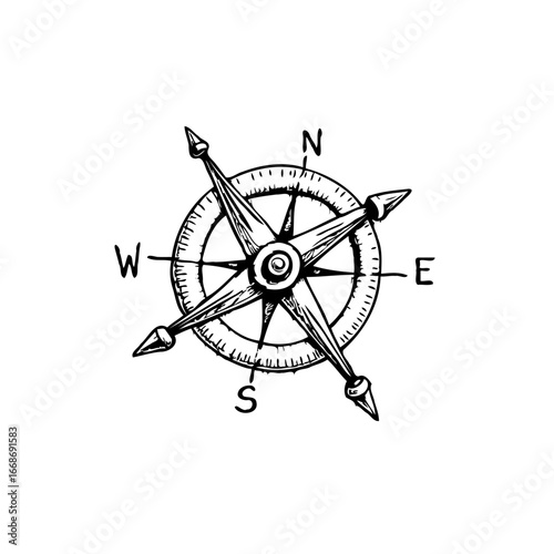 Nautical compass star illustration symbolizing direction guidance journey exploration adventure