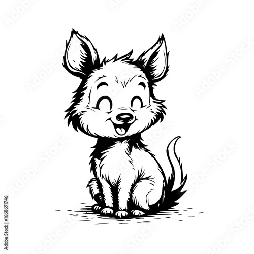 Playful pup illustration showcases cheerful innocence in a captivating artistic expression for
