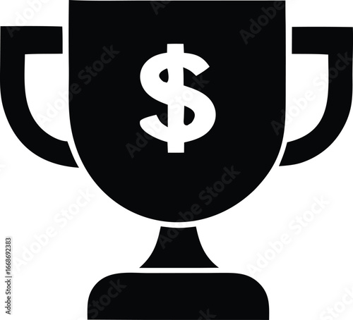 Money trophy icon winning symbol finance success award symbol cash prize victory champion gift trophy