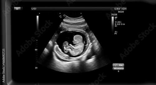 Fetal ultrasound image showing developing baby