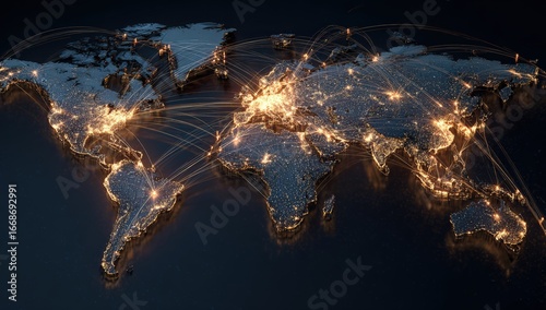 Global network map, illuminated cities (1)
