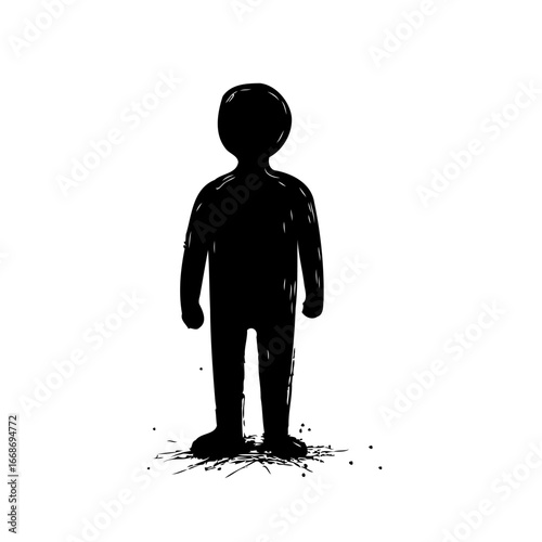 Stylized figure in silhouette representing loneliness and existential reflection, concept of human