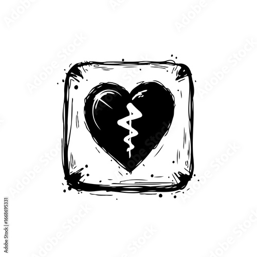 Symbolic depiction of a fractured heart conveys feelings of anguish sorrow and lost connections