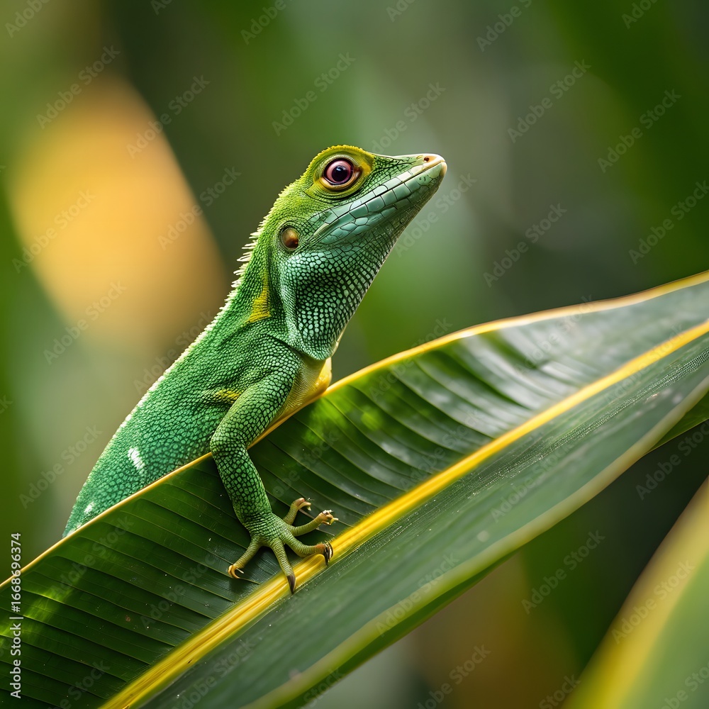 Fototapeta premium Small Green Iguana Closeup