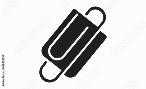 Paper clip silhouette, Vector black line icon office paper clip isolated on white background, office supply icon, stationery vector design
