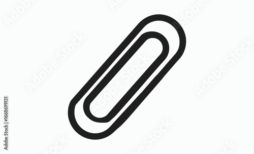 Paper clip silhouette, Vector black line icon office paper clip isolated on white background, office supply icon, stationery vector design