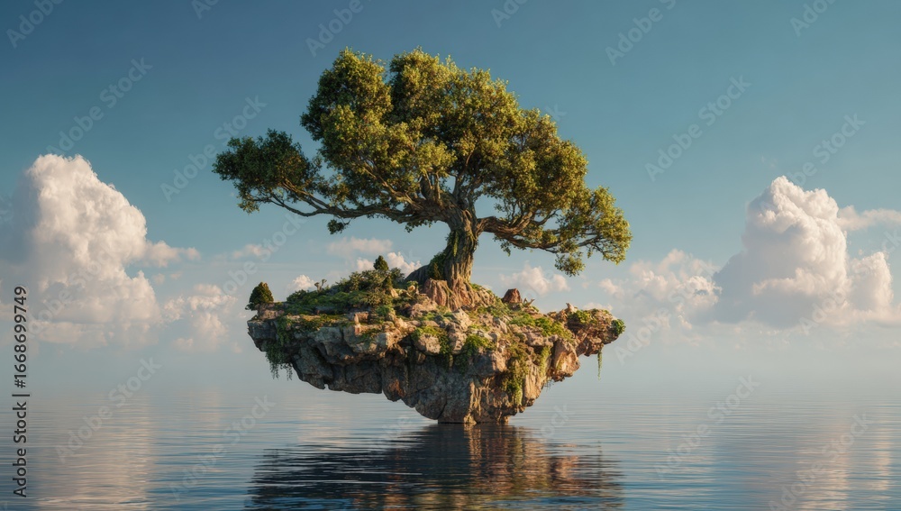 Fototapeta premium Floating island with a large tree