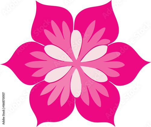 Vibrant pink petal flower graphic design floral element with multiple layers of softly colored petals perfect for decor