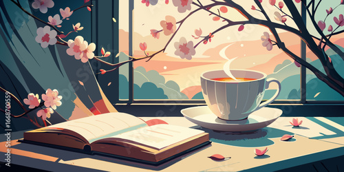 A book and candle sit beside a cup of coffee, a perfect cozy scene