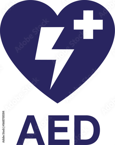 Aed automated external defibrillator sign emergency medical aid