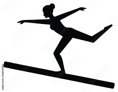 Silhouette of a woman balancing on a beam in a graceful pose
