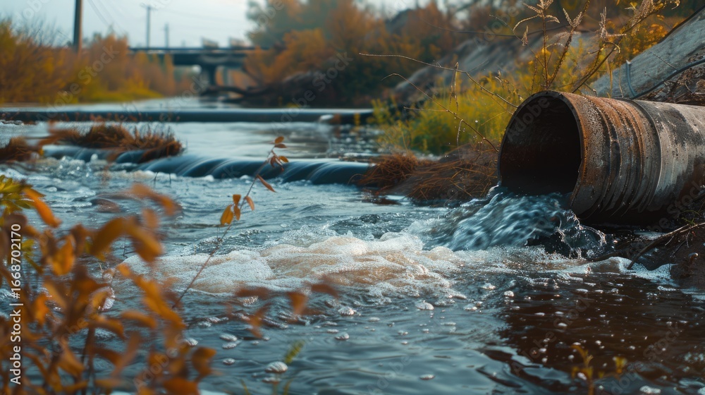 custom made wallpaper toronto digitalSewage from a sewer pipe. Water pollution, the concept of environmental pollution.
