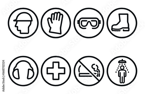 Safety guidelines: essential equipment icons for industrial settings