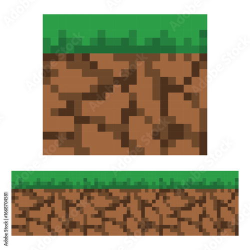Underground and Grass Pixel Art Retro 8 Bit Game Terrain Asset
