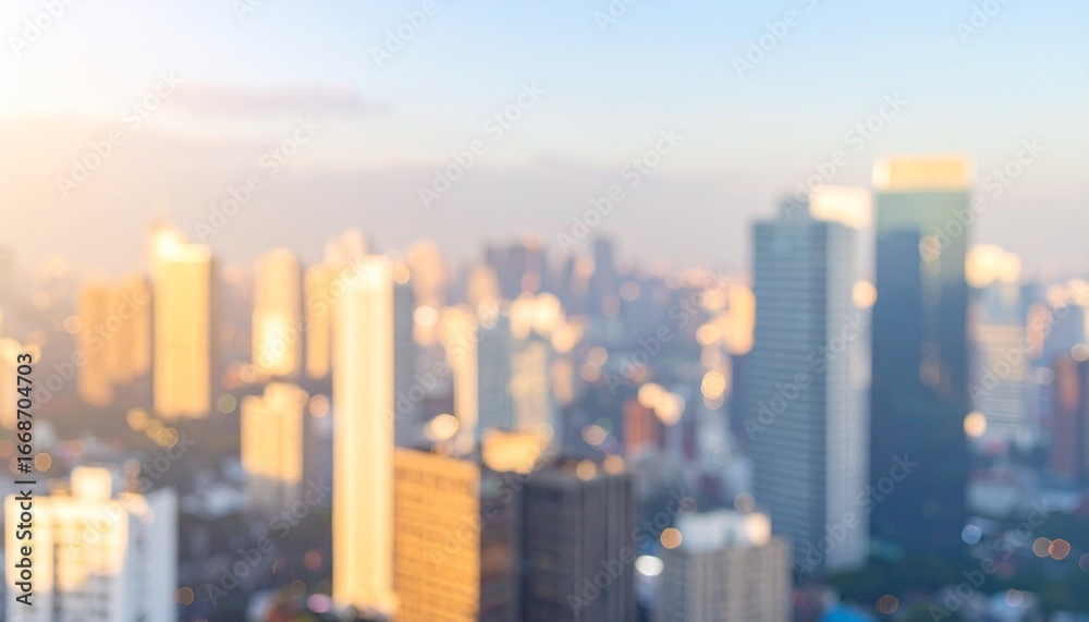 Fototapeta premium ぼやけた都会のオフィスビル街の風景