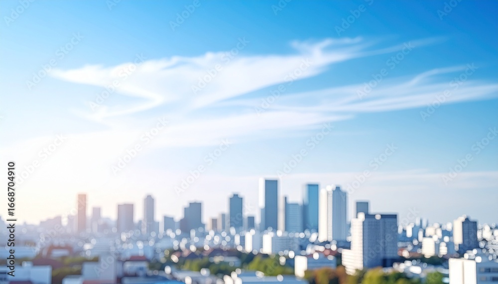 Fototapeta premium ぼやけた都会のオフィスビル街の風景