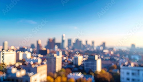 Fototapeta Naklejka Na Ścianę i Meble -  ぼやけた都会のオフィスビル街の風景