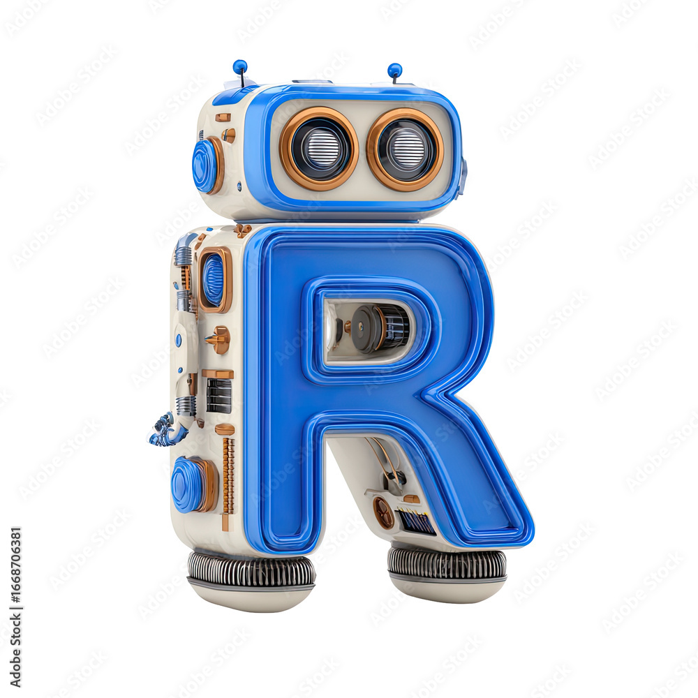 Fototapeta premium Blue robot letter 