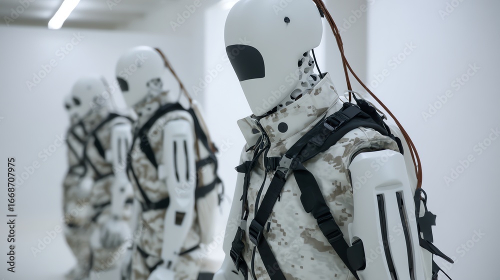 Fototapeta premium Robotic figures in camouflage outfits