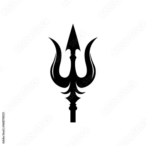Trident vector design with stylized sharp edges, suitable for tattoo and tribal concepts.