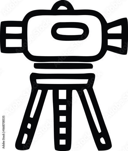 Hand drawn surveying equipment icon a survey instrument with tripod symbol for construction site measurement and engineering projects