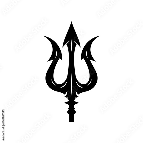 Black Trident Icon Illustration for Fantasy, Tattoo, and Nautical Concepts