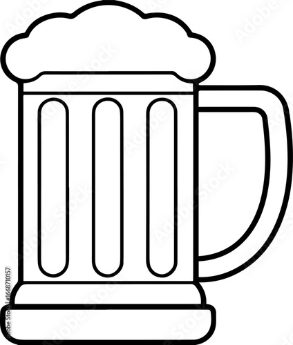 beer mug outline coloring book page vector illustration line art drawing