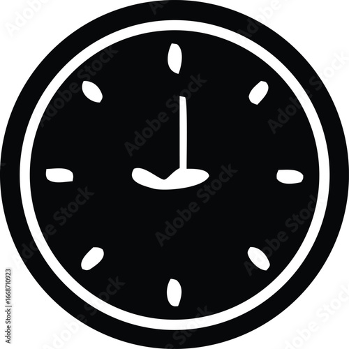 Classic analog clock face with simple hour markers and minute hand indicating nearly 1 oclock time for timekeeping concepts and design elements