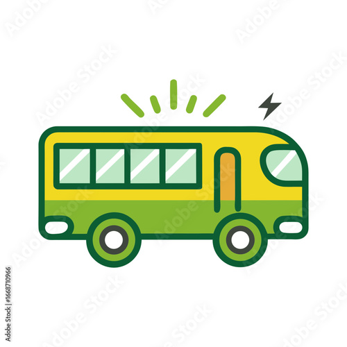 electric bus eco icon doodle style vector illustration.